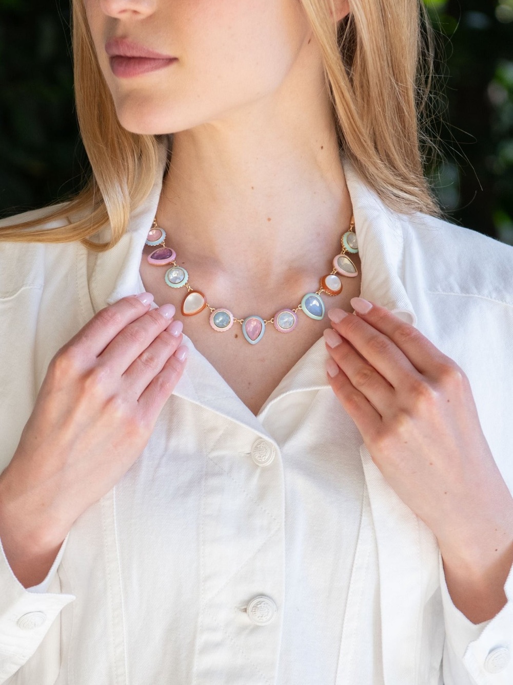 Benaar LA Markeya Multicolor Stone Link Cord Necklace